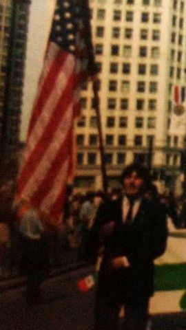 Uno de los primeros desfiles en honor a la Independencia de México sobre la calle Michigan.