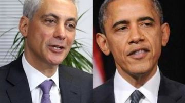 Presidente Obama(der.) y alcalde de Chicago Rahm Emanuel (izq.)