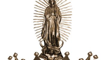 Imagen del diseño de una estatua gigante de la Virgen de Guadalupe.