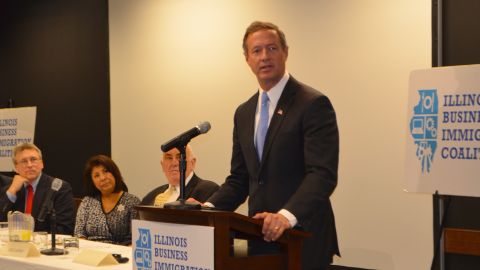 El exgobernador de Maryland y precandidato demócrata a la presidencia de Estados Unidos Martin O’Malley , en la Universidad DePaul, en Chicago.