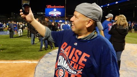 Mateo Moreno cuando los Cachorros ganaron la Liga Nacional.