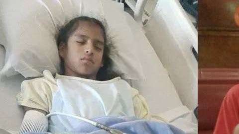 Rosa María Hernández, de diez años, sufre parálisis cerebral.