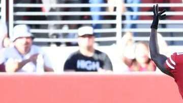 El jugador de los 49ers. de San Francisco Marquise Goodwin le anotó a los New York Giants y dedicó su touchdown a su hijo fallecido. (Foto: Thearon W. Henderson/Getty Images)