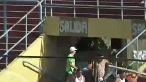Aficionados violentos del Deportivo Español agredieron en la tribuna a los familiares de los jugadores de Sacachispas durante un partido de la Priimera B argentina.
