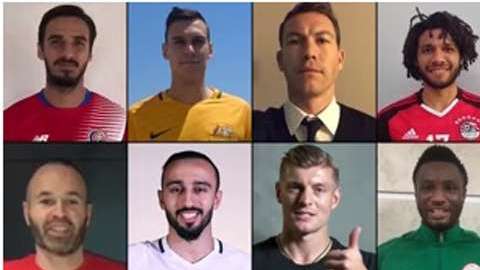 Las figuras de las 32 selecciones se dieron la bienvenida mutuamente