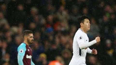 Heung Min Son de Tottenham Hotspur celebra el empate al West Ham United.(Foto: EFE/Neil Hall)