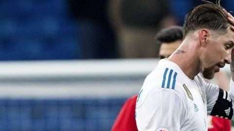 El defensa del Real Madrid Sergio Ramos se lamenta tras perder con el Leganés. (Foto: EFE/Rodrigo Jimenez)