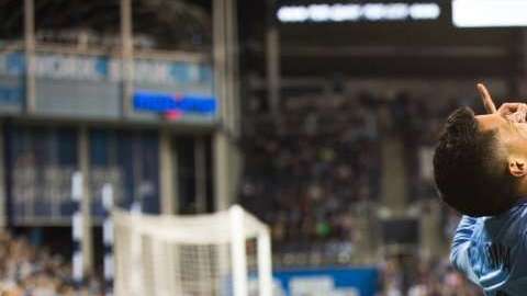 Jesús Medina celebra su primer gol en la MLS. NYCFC