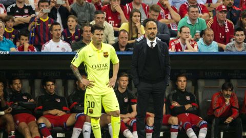 Imagen de archivo de Pep Guardiola y Lionel Messi con el Barcelona