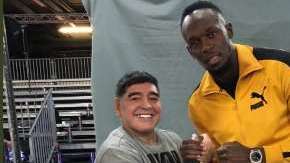 Maradona y Usain Bolt se reunieron en Zurich