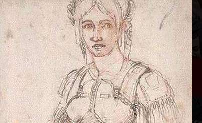 En el brazo del boceto se puede apreciar un rostro masculino de perfil.