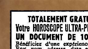 Un anuncio llamativo: "¡Totalmente gratuito! Tu horóscopo ultrapersonal".