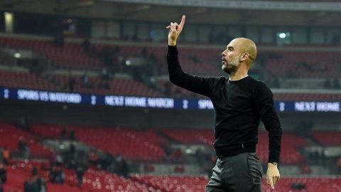 Pep Guardiola luego del triunfo sobre Tottenham. EFE.