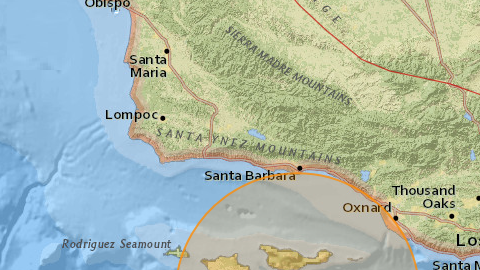 El terremoto ha tenido lugar a 36 millas de las Channel Islands a las 12:29 p.m.