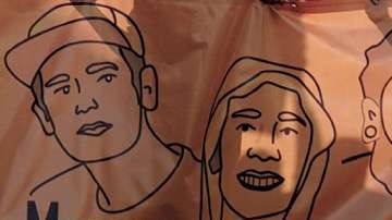 Ilustración de los tres estudiantes asesinados.