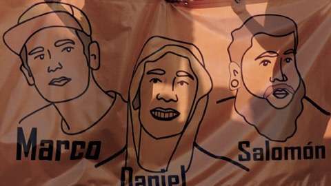 Ilustración de los tres estudiantes asesinados.