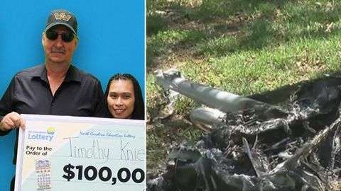 Así quedó el helicóptero luego de incendiarse.