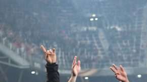 Jugadores del Marsella celebran su pase a la final de la Liga Europa tras caer ante el FC Salzburgo pero imponerse en el marcador global. (Foto: EFE/ANDREAS SCHAAD)
