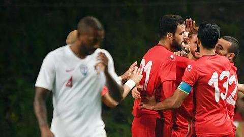Túnez celebra el empate en un amistoso con Portugal. (Foto: EFE/Hugo Delgado)