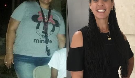 Yarelis Lebron antes y después de cambiar su estilo de vida.