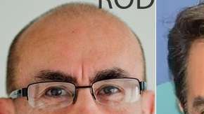 El astronauta Rodolfo Neri Vela y los actores  Eugenio Derbez y Gael García Bernal.