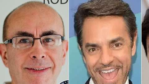 El astronauta Rodolfo Neri Vela y los actores  Eugenio Derbez y Gael García Bernal.