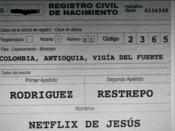 En Colombia, unos padres decidieron llamar a su hijo Netflix.