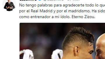 Futbolistas enviaron mensajes de agradecimiento a Zidane en Twitter
