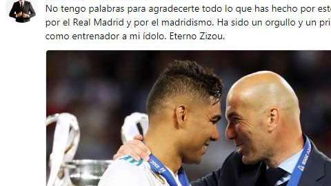 Futbolistas enviaron mensajes de agradecimiento a Zidane en Twitter