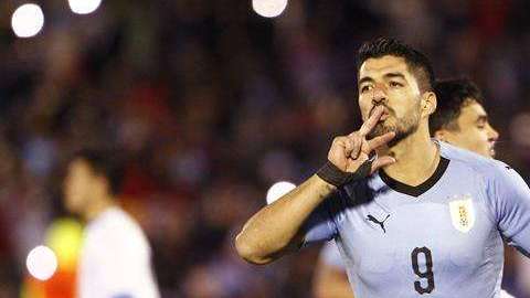 Luis Suárez grita gol en la despedida de Uruguay antes de viajar a Rusia. (Foto: EFE/Federico Anfitti)