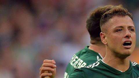 Javier Hérnandez después de derrotar a Alemania. EFE