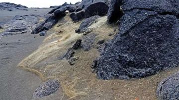 El “cabello de Pele” cubre el suelo en Hawaii por varias millas.