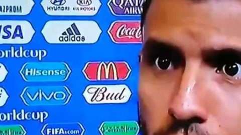 Sergio 'Kun' Agüero tras el partido con Croacia.