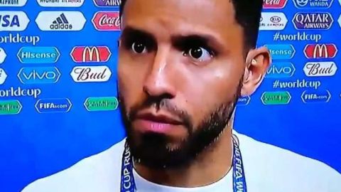 Sergio 'Kun' Agüero tras el partido con Croacia.