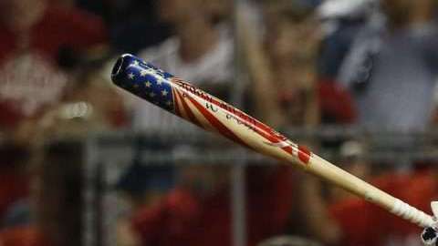 Bryce Harper ganó el Home Run Derby.  EFE/JIM LO SCALZO