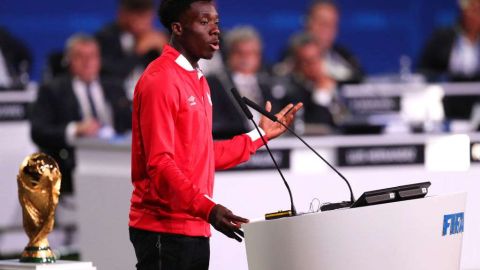 Alphonso Davies cuando se anunció el Mundial 2016 en Norteamérica. Getty Images