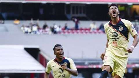 Guido Rodríguez festeja su gol ante el Atlas en la jornada 2 del Apertura 2018 de la Liga MX. (Foto: Imago7/Alejandra Suárez)