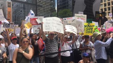 Miles de manifestantes se reunieron en la Daley Plaza de Chicago para recharzar la separación de familias indocumentadas emprendida por el gobierno de Donald Trump. (Cortesía José Marco Paredes)