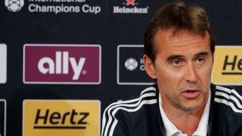 El entrenador del Real Madrid, Julen Lopetegui afirmó en Nueva Jersey que Luka Modric se queda. (Foto: EFE/Kena Betancur)