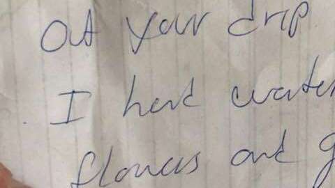 Nota que se encontró una pareja al regresar a su casa.