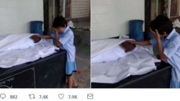 Esta imagen del hijo de 11 años de un trabajador indio llorando junto al cuerpo sin vida de su padre se volvió viral.