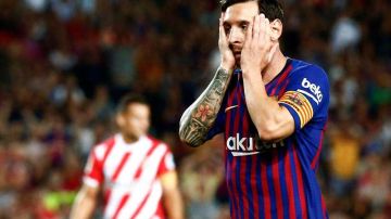 Lionel Messi, y su frustración ante el Girona. (Foto: EFE/Quique García)