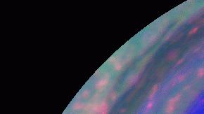 La corriente de chorro de seis lados en el polo norte de Saturno conocida como "el hexágono".