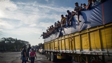 La caravana de migrantes en Oaxaca, México.