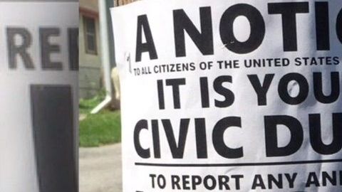 "Es tu deber reportar a extranjeros indocumentados", dice parte del cartel.
