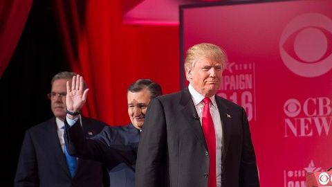 Jeb Bush, Ted Cruz y Donald Trump durante uno de los debates presidenciales de 2016