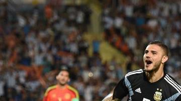 El argentino Mauro Icardi festeja su gol frente a México en el estadio Malvinas Argentinas en Mendoza (Argentina).