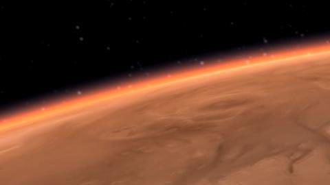 Un artista ilustra la entrada de InSight en Marte.