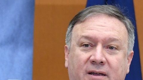 El secretario de Estado, Mike Pompeo, y el próximo canciller mexicano, Marcelo Ebrard.