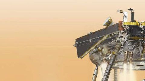 Vista simulada del módulo de aterrizaje InSight de NASA.